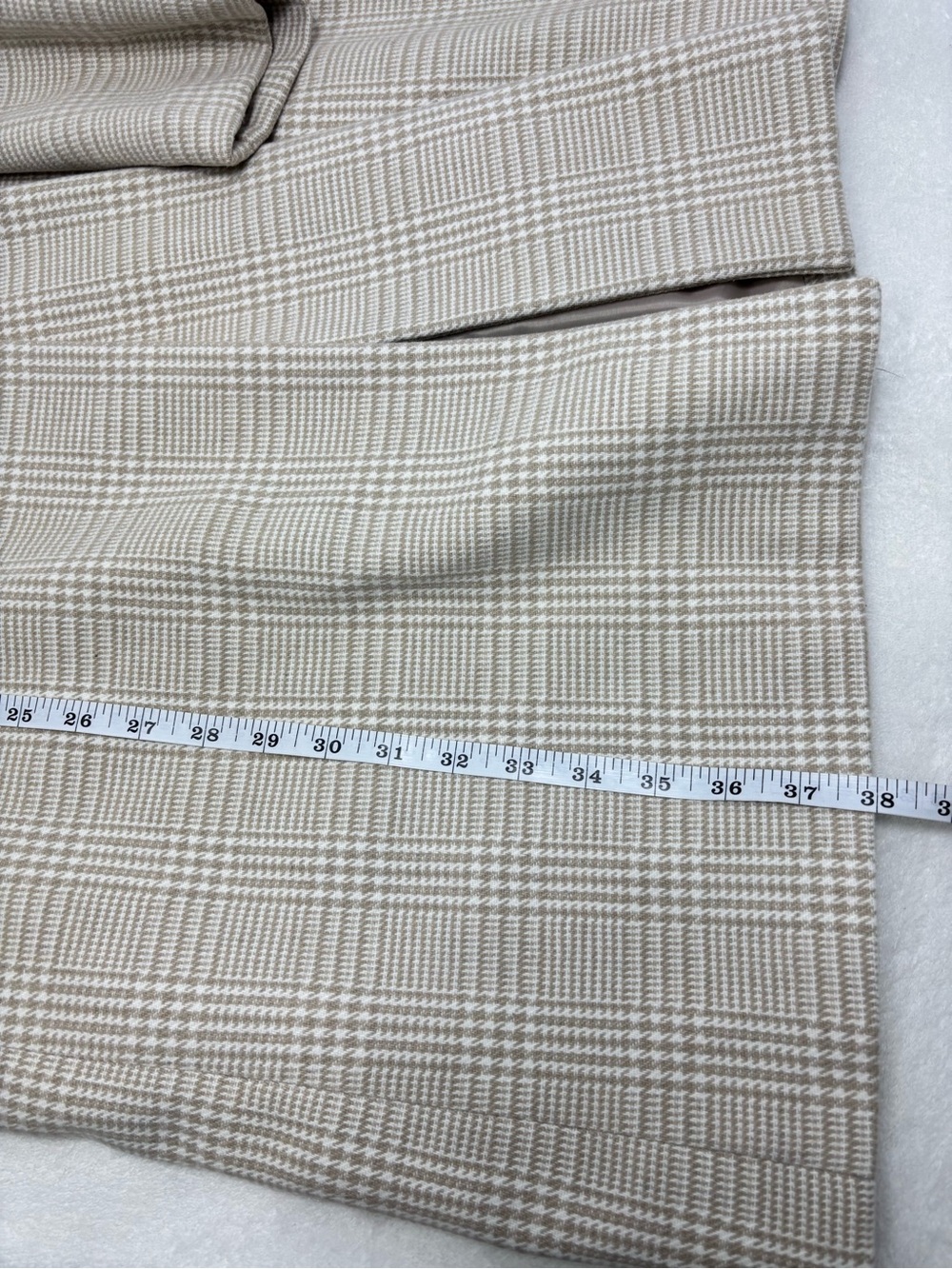 Primark Cream Plaid Long Blazer Jacket Size 12 - Picture 11 of 13